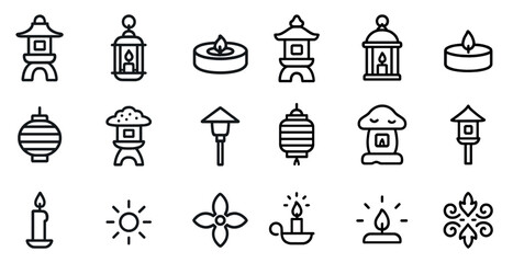 Decorative lanterns and candles in minimalist style for festive design