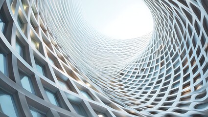 Modern Architecture Abstract Design of a Curving Building's Interior