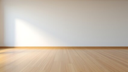 Empty Room Interior Design Sunlight Streaming Across Hardwood Floor and White Walls