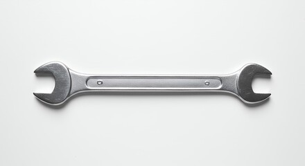 Metal wrench on white background