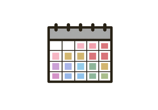 Colorful calendar icon pastel monthly planner schedule appointment reminder, On Transparent Background