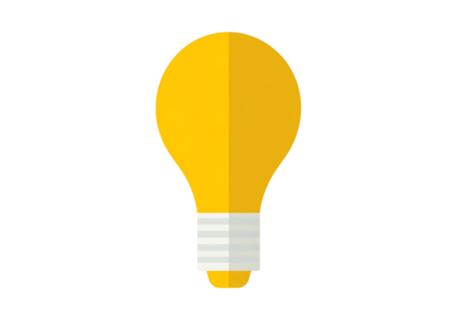 Bright yellow lightbulb idea innovation concept design, On Transparent Background