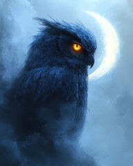 Night owl, moonlit, mystical, dark, majestic