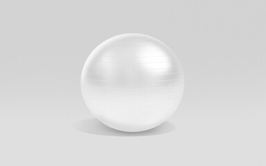 Blank white pilates ball mockup, grey background