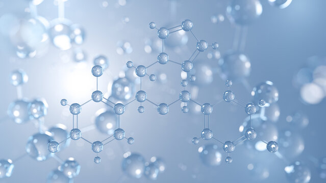 econazole molecular structure 3d, imidazole antifungal structural chemical formula view from a microscope