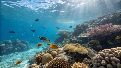 coral reef and diver