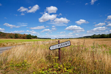 Country road to Fleury-en-Bière village in the French Gâtinais Regional Nature Park	