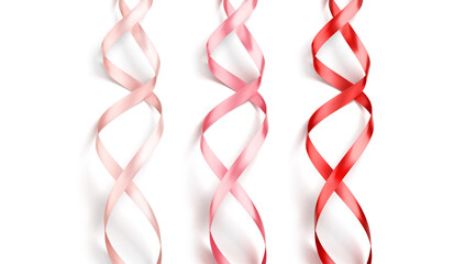 Blank pink and red organza ribbon mockup, crop top view