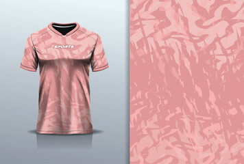 T-shirt mockup abstract texture grunge texture sport jersey design for football, soccer, racing, esports, running, pink color © Nimpuna O