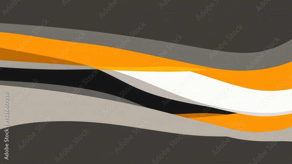 Aufkleber Abstract digital shapes with wavy lines in orange and gray