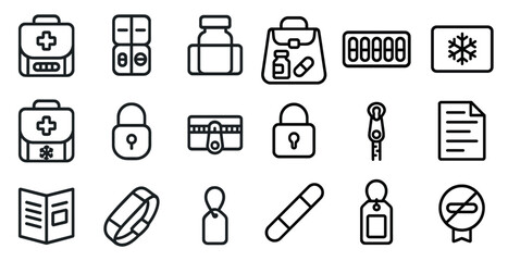 Medical icons set for healthcare and security design projects