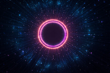 Futuristic neon burst with flickering radiant arcs