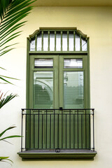 old green window in the old building