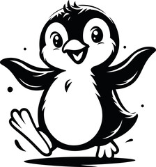 Happy Cartoon Penguin Dancing with Joy