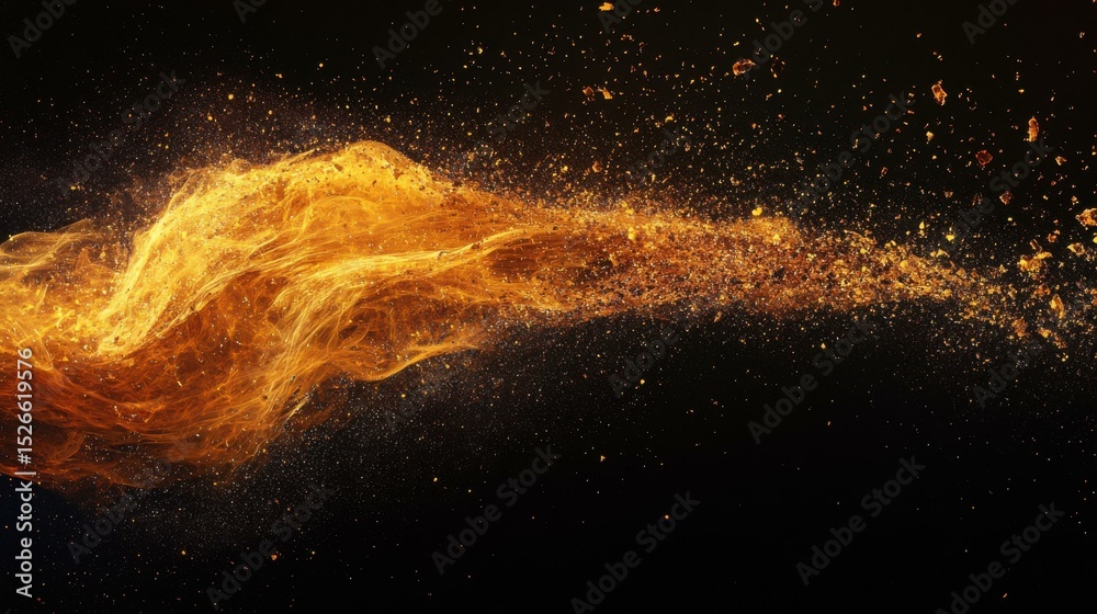 Poster intense flames flowing against a dark background in studio