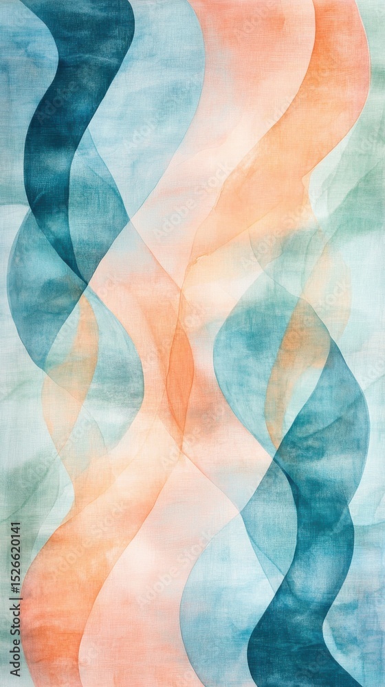 Aufkleber Abstract painting with flowing shapes in serene studio setting