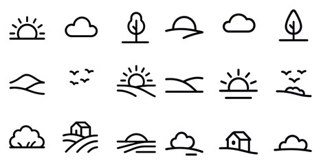 Minimalist nature icons set for digital and print design projects