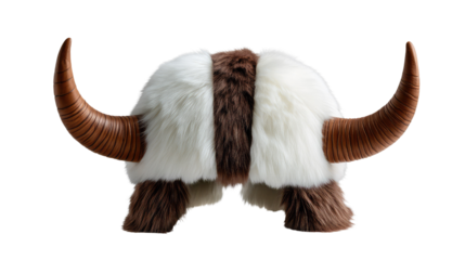 Horned Headdress: A stylized headdress featuring prominent horns. The fluffy texture and natural tones of the horns suggest a connection to the natural world.