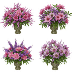 Fototapeta premium Floral arrangement in vase isolated on transparent background