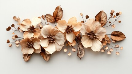 Beige & brown flowers arranged artfully