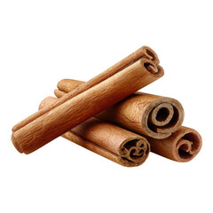 Aromatic cinnamon sticks a close up of three rolled cinnamon sticks isolated transparent background