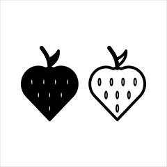 strawberry outline or line icon set design bundle.