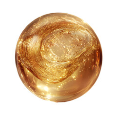 A golden glowing liquid encapsulated for skin care
