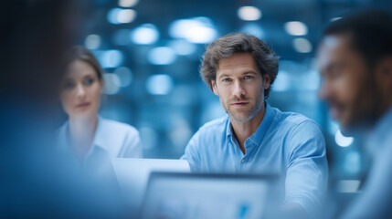 Business People Collaborating in Office Meeting for Strategic Planning