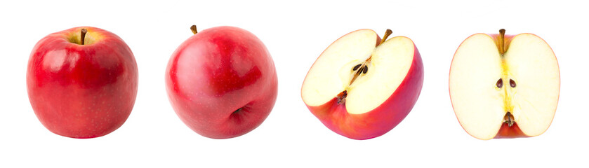 red apples with slice on white background