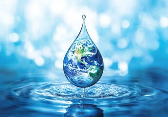 Earth Global Water Droplet Environment Conservation Concept