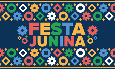 Obraz premium Festa Junina in Brazil. Brazilian festival. Happy holiday. Brazil flag. Carnival and parade. Summer fun party. Vector illustration
