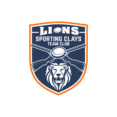 Sporting Clays Target and Lion Shotgun Gun Club Logo Template

