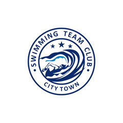 Team Academy Course Logo Swimming Swimmer Club Championship Template Vector
