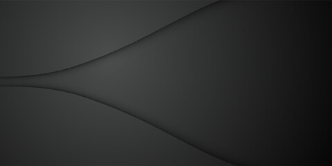 Dark deep black dynamic abstract vector background with wavy lines. Modern creative halftone premium gradient. 3d cover of business presentation banner for sale event night party. Soft shadow
