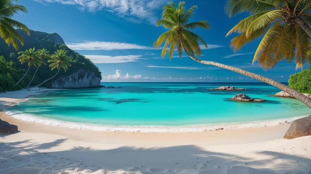 Breathtaking Ocean Vista of a Stunning Azure Lagoon and Pristine Beach Shoreline