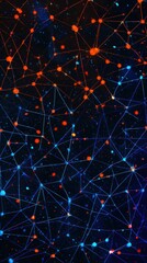 Abstract digital network connection graphic featuring interconnected glowing dots on dark background