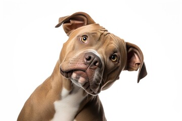 Pitbull looking confused bulldog mammal animal.