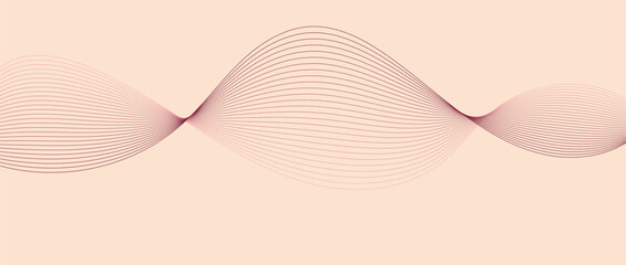 Abstract wave lines in maroon-cream gradient on minimalist background. Futuristic and dynamic look, perfect for tech, digital, and modern design projects.