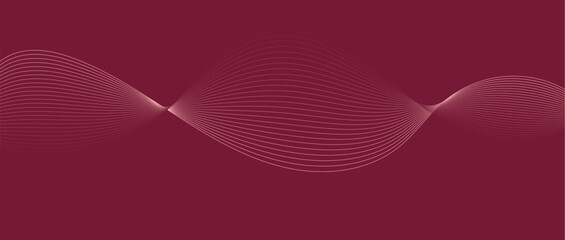 Abstract wave lines in maroon-cream gradient on minimalist background. Futuristic and dynamic look, perfect for tech, digital, and modern design projects.