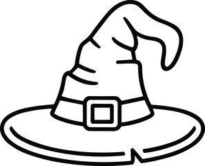 Classic Witch Hat Line Art Vector – Halloween Costume Design Illustration