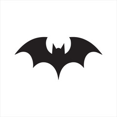 Flying bat silhouette vector icon for Halloween