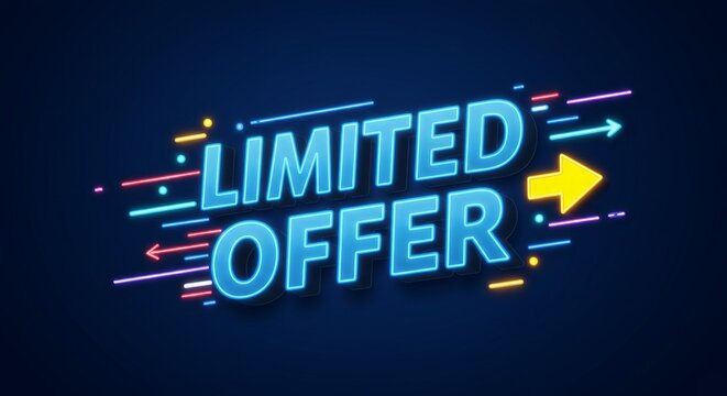 Bright neon limited offer advertisement design for marketing promotions