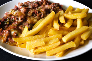 Classic Meal Of Corned Beef Hash and Chips