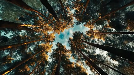 Forest canopy reaching to starry sky - Powered by Adobe