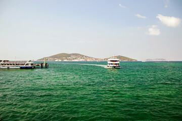 Passenger boat on the sea in islands in istanbul