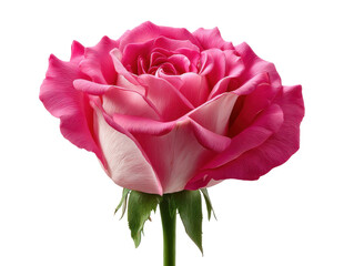 Pink and White Rose: A single, vibrant pink and white rose, showcasing its delicate petals and lush green stem. The image is crisp, clean, and perfect for various applications.
