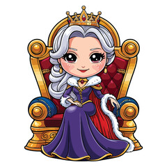 Obraz premium Sweet Chibi Girl with Princess Dress Vector Icons