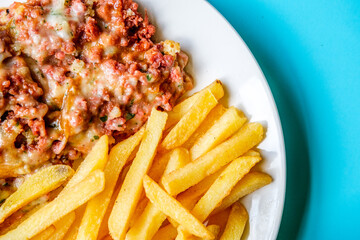 Classic Meal Of Corned Beef Hash and Chips