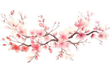 Fototapeta premium Chinese cherry blossom flower plant white background.