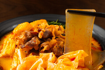 Malatang with Beef, Vegetables, and Other Chinese Ingredients